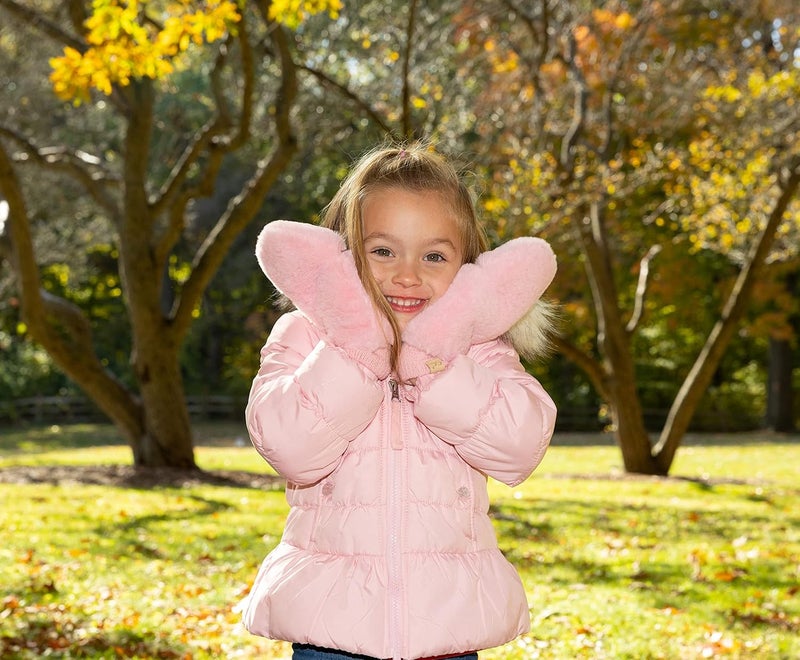 Funky Junque Kids Convertible Faux Fur Mittens – Girls Mittens Ages 3–9, Warm Sherpa Winter Fuzzy Mitten with Finger Flap - Image 4